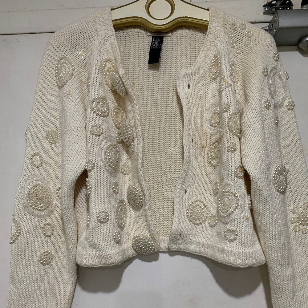 VINTAGE HERITAGE HOUSE KNIT EMBELLISHED SWEATER CARDIGANS SIZE S/M